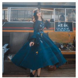 High Quality Explosions Leisure  Retro wool matching  Dresses Women spring autumn Casual  Dress