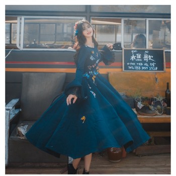 High Quality Explosions Leisure  Retro wool matching  Dresses Women spring autumn Casual  Dress