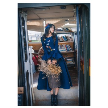 High Quality Explosions Leisure  Retro wool matching  Dresses Women spring autumn Casual  Dress