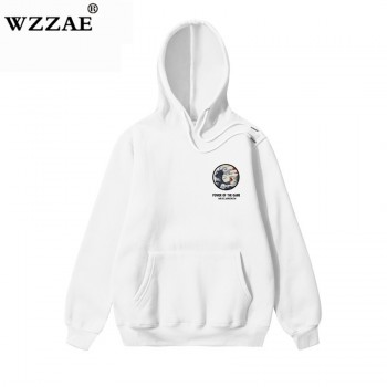 WZZAE Japanese Embroidery Funny Cat Wave Printed Fleece Hoodies 2018 Winter Japan Style Hip Hop Casual Sweatshirts Streetwear