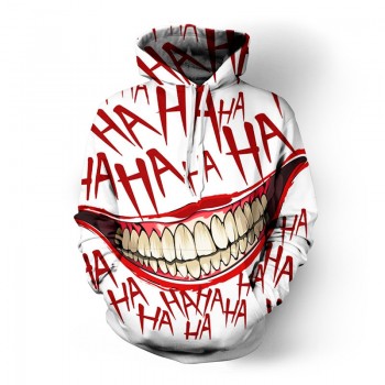 SOSHIRL HAHA Joker Funny Hoodie Halloween Crazy Smile Pullover Long Sleeve Sweatshirt Fashion Stree Coats Cool Unisex Sportwear
