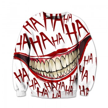 SOSHIRL HAHA Joker Funny Hoodie Halloween Crazy Smile Pullover Long Sleeve Sweatshirt Fashion Stree Coats Cool Unisex Sportwear