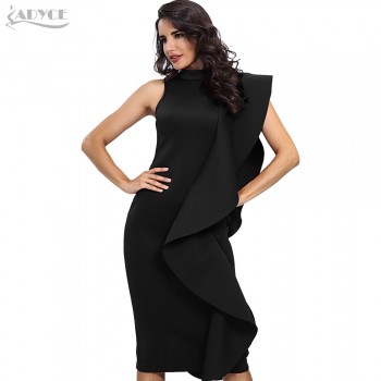 Adyce 2019 New Summer Women Celebrity Party Dress Sexy White Wine Red Sleeveless Patchwork Ruffles Bodycon Club Dresses Vestidos