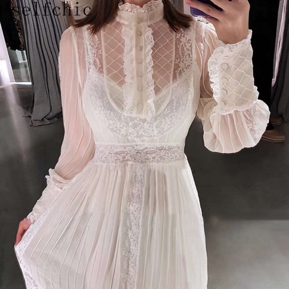 White Runway Vintage Dress Designer 2018 High Quality Women Sexy See Through Dress Long Dresses for Party