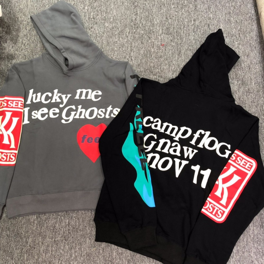 19ss Kanye West Kids See Ghost Logo Flocking Women Men Hoodies Sweatshirts Hiphop Streetwear Men Fashion Hoodie Pullover