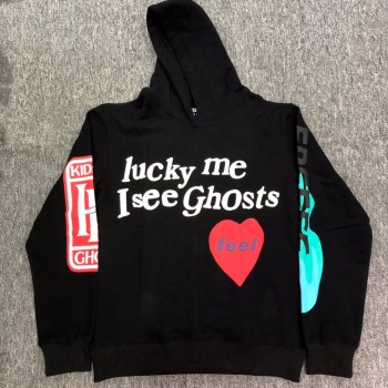 19ss Kanye West Kids See Ghost Logo Flocking Women Men Hoodies Sweatshirts Hiphop Streetwear Men Fashion Hoodie Pullover