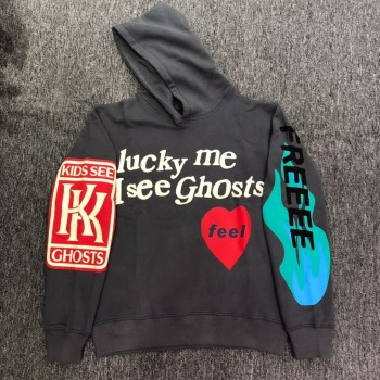 19ss Kanye West Kids See Ghost Logo Flocking Women Men Hoodies Sweatshirts Hiphop Streetwear Men Fashion Hoodie Pullover