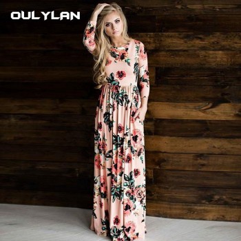 Autumn Dress Winter Long Dress Floral Print Boho Beach Dress Tunic Maxi Women Evening Party Dress Sundress Retro Hippie Vestidos