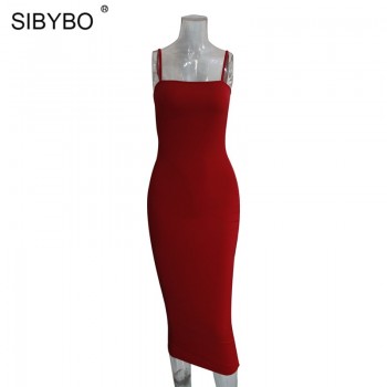 Sibybo Spaghetti Strap Backless Sexy Long Dress Party Off Shoulder Strapless Autumn Maxi Dress Black Bodycon Party Dress Women