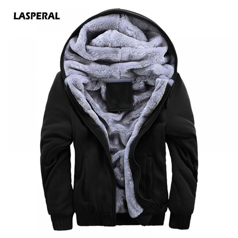 LASPERAL 2018 Winter New Tracksuit Men Fashion Thicken Velvet Casual Hooded Warm Thick Hoodie Solid Moleton Masculino Sweatshirt