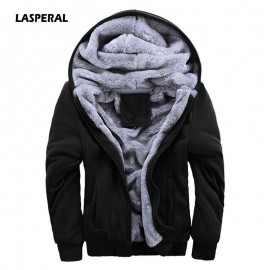 LASPERAL 2018 Winter New Tracksuit Men Fashion Thicken Velvet Casual Hooded Warm Thick Hoodie Solid Moleton Masculino Sweatshirt