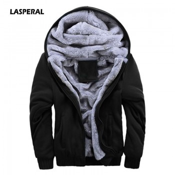 LASPERAL 2018 Winter New Tracksuit Men Fashion Thicken Velvet Casual Hooded Warm Thick Hoodie Solid Moleton Masculino Sweatshirt