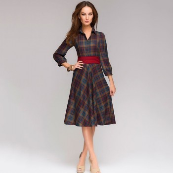 2018 New Women Autumn A-Line Dress Casual Print Vintage Dress 3/4 Sleeve Big Size Party Boho Print Dresses Vestidos