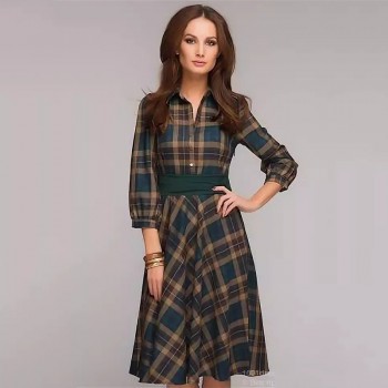 2018 New Women Autumn A-Line Dress Casual Print Vintage Dress 3/4 Sleeve Big Size Party Boho Print Dresses Vestidos