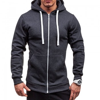 Plus Size Men Hoodies Jacket Winter Spring Drawstring Zipper Hooded Sweatshirt Top Male Long Sleeve Pocket Pullover Hoodie Coat
