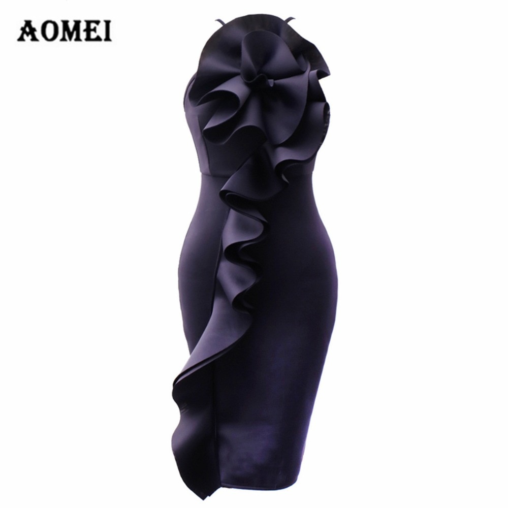 Ladies Bodycon Little Black Dress Ruffled Slim Fashion Tight Dresses Sleeveless Pencil Robe Spring Summer Fashion New 2019 Tunic