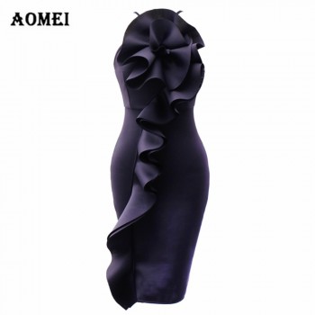 Ladies Bodycon Little Black Dress Ruffled Slim Fashion Tight Dresses Sleeveless Pencil Robe Spring Summer Fashion New 2019 Tunic