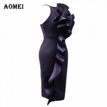 Ladies Bodycon Little Black Dress Ruffled Slim Fashion Tight Dresses Sleeveless Pencil Robe Spring Summer Fashion New 2019 Tunic