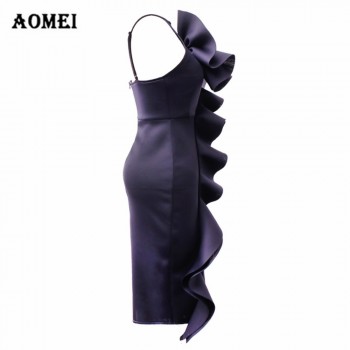 Ladies Bodycon Little Black Dress Ruffled Slim Fashion Tight Dresses Sleeveless Pencil Robe Spring Summer Fashion New 2019 Tunic