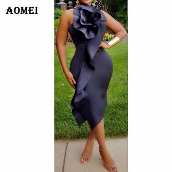 Ladies Bodycon Little Black Dress Ruffled Slim Fashion Tight Dresses Sleeveless Pencil Robe Spring Summer Fashion New 2019 Tunic