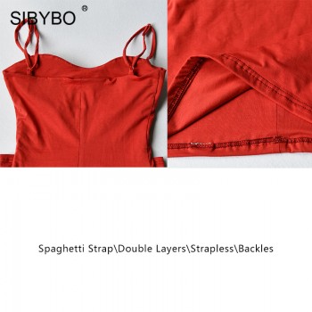 SIBYBO Double Layers Cotton Sexy Bodycon Dress Women Autumn Winter Backless Slim Elastic Push Up Bandage Party Dresses Vestidos
