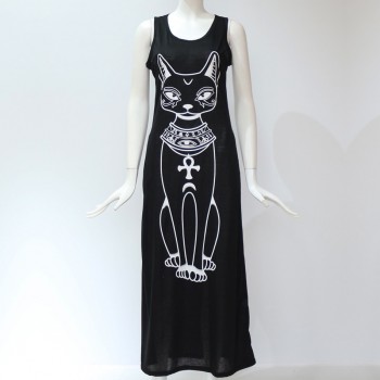 2018 Women Summer Long Maxi Dress Casual Cat Print Boho Beach Dress Sexy Evening Party Bodycon Dress Vestidos Largos Mujer XXXL