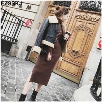 Warm Charm Women split side Sweater Dress 2018 Fall Winter Long Sexy Lurex Bodycon Dresses with belt Skinny Knitted Dress