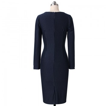 Vfemage Womens V Neck Front Zipper Long Sleeve Slim Wear to Work Business Office Party Printed Sheath Bodycon Pencil Dress 671
