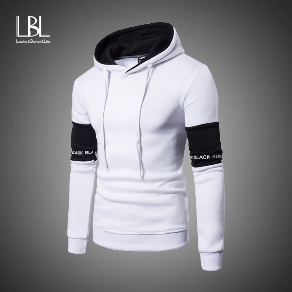 Casual Hoodies Men Fashion New Patchwork Hooded Sweatshirt Coat Mens Moletom Masculino Fashion Hoodies Slim Sportswear Tracksuit