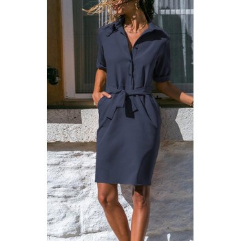 Sping Summer 2019 Casual Women Dress Long Sleeve Bandage Irregular Dress Pocket Knee-length Sexy Dress Solid Color Vestidos