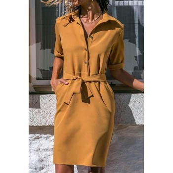 Sping Summer 2019 Casual Women Dress Long Sleeve Bandage Irregular Dress Pocket Knee-length Sexy Dress Solid Color Vestidos