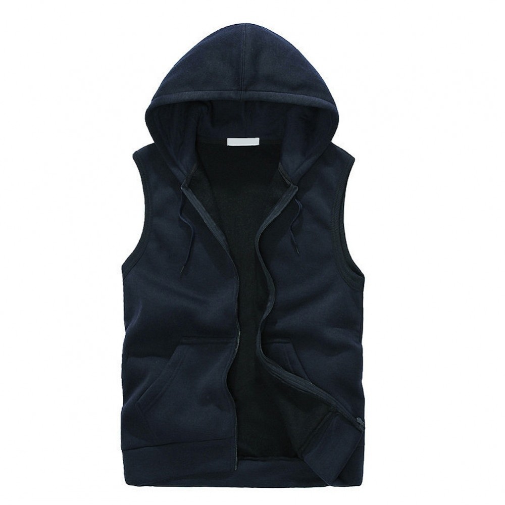 2017 New Fashion Casual Mens Sleeveless Hoodies Slim Fit Hip Pop Vest Waistcoat Zipper Hoodies Sweatshirts For Men