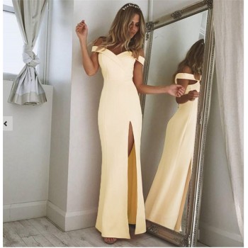 Summer New Arrival Off Shoulder Sexy Black Pink Dress 2019 Sexy Split The Fork Dress Women Elegant Slash Neck long Dress Vestido