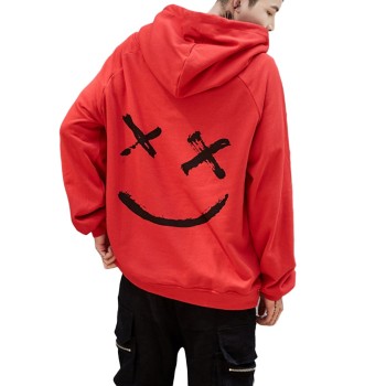 Harajuku Be Happy Letter Print Mens Patchwork Hoodies Sweatshirts 2018 Autumn Smile Face Long Sleeve Hooded Pullover Jumper