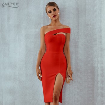 Adyce Bodycon Bandage Dress Women Vestidos Verano 2019 Summer Sexy Elegant White Black One Shoulder Midi Celebrity Party Dresses