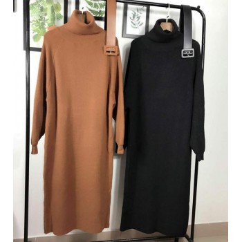 2018 Drop Ship Winter Female Sweater Dress Women Pullover Turtleneck Long Sleeves Warm Slim Sweater Knitted Dress With Belt
