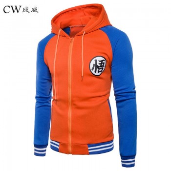 CW 2018 Cartoon Dragon Ball Z Goku Hoodie Sweatshirt Men Casual Slim Fit Zipper Hoodies Sweatshirts Men Hooded Baseball Jacket