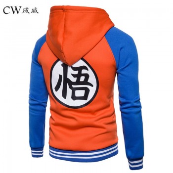 CW 2018 Cartoon Dragon Ball Z Goku Hoodie Sweatshirt Men Casual Slim Fit Zipper Hoodies Sweatshirts Men Hooded Baseball Jacket