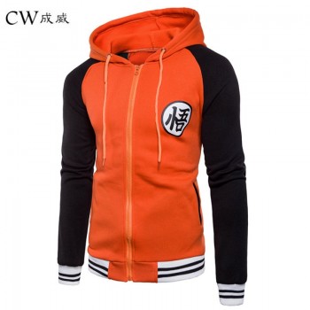 CW 2018 Cartoon Dragon Ball Z Goku Hoodie Sweatshirt Men Casual Slim Fit Zipper Hoodies Sweatshirts Men Hooded Baseball Jacket