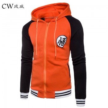 CW 2018 Cartoon Dragon Ball Z Goku Hoodie Sweatshirt Men Casual Slim Fit Zipper Hoodies Sweatshirts Men Hooded Baseball Jacket