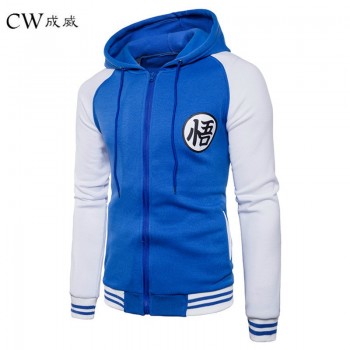 CW 2018 Cartoon Dragon Ball Z Goku Hoodie Sweatshirt Men Casual Slim Fit Zipper Hoodies Sweatshirts Men Hooded Baseball Jacket