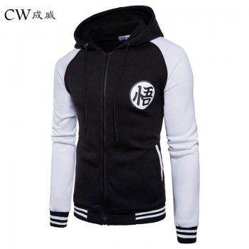 CW 2018 Cartoon Dragon Ball Z Goku Hoodie Sweatshirt Men Casual Slim Fit Zipper Hoodies Sweatshirts Men Hooded Baseball Jacket