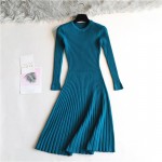 2018 Woman elegant  Autumn Winter sweater Dress Solid Women long Thick Dress Sweater Full Sleeve long A-Line robe Knit Dress