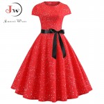 Red Party Dress Women Elegant Short Sleeve Floral Print Vintage Dresses Robe Femme 2019 Summer New Midi Bodycon Dress Plus Size