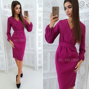2019 Spring Women V-Neck Lantern Sleeve Pencil Dress Office Lady Elegant Solid Bodycon Dress Long Sleeve Sexy Party Dresses