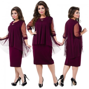 Ukraine Summer Dress Plus Size Women Clothing Mesh Midi Dress Elegant Office Dress 5XL 6XL Big Women Dress Female Robe Femme