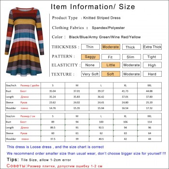 Gladiolus 2018 Autumn Winter Women Dress O-Neck Long Sleeve Striped Pocket Loose Casual Midi Knitted Sweater Dress Party Dresses