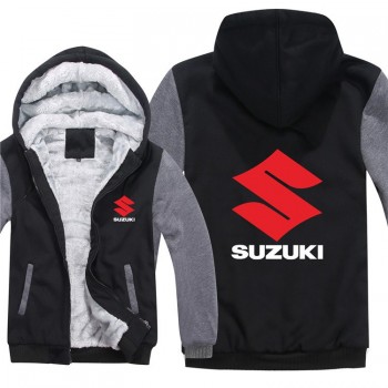 Motorcycle Suzuki Hoodies Jacket Winter Men Pullover Man Coat Casual Wool Liner Fleece Suzuki Sweatshirts
