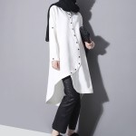 GETSRING Women Shirt Dress Long Loose Asymmetric Irregular Women Dress Shirt Winter Hem Thick Chiffon Dress Plus Size Spring