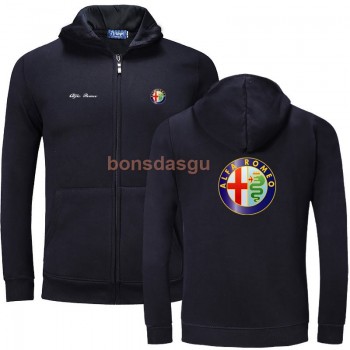 Alfa Romeo logo Print zipper Hoodies Men Casual Long Sleeve Mens zipper Hoodie Sweatshirts women Hoody Clothing